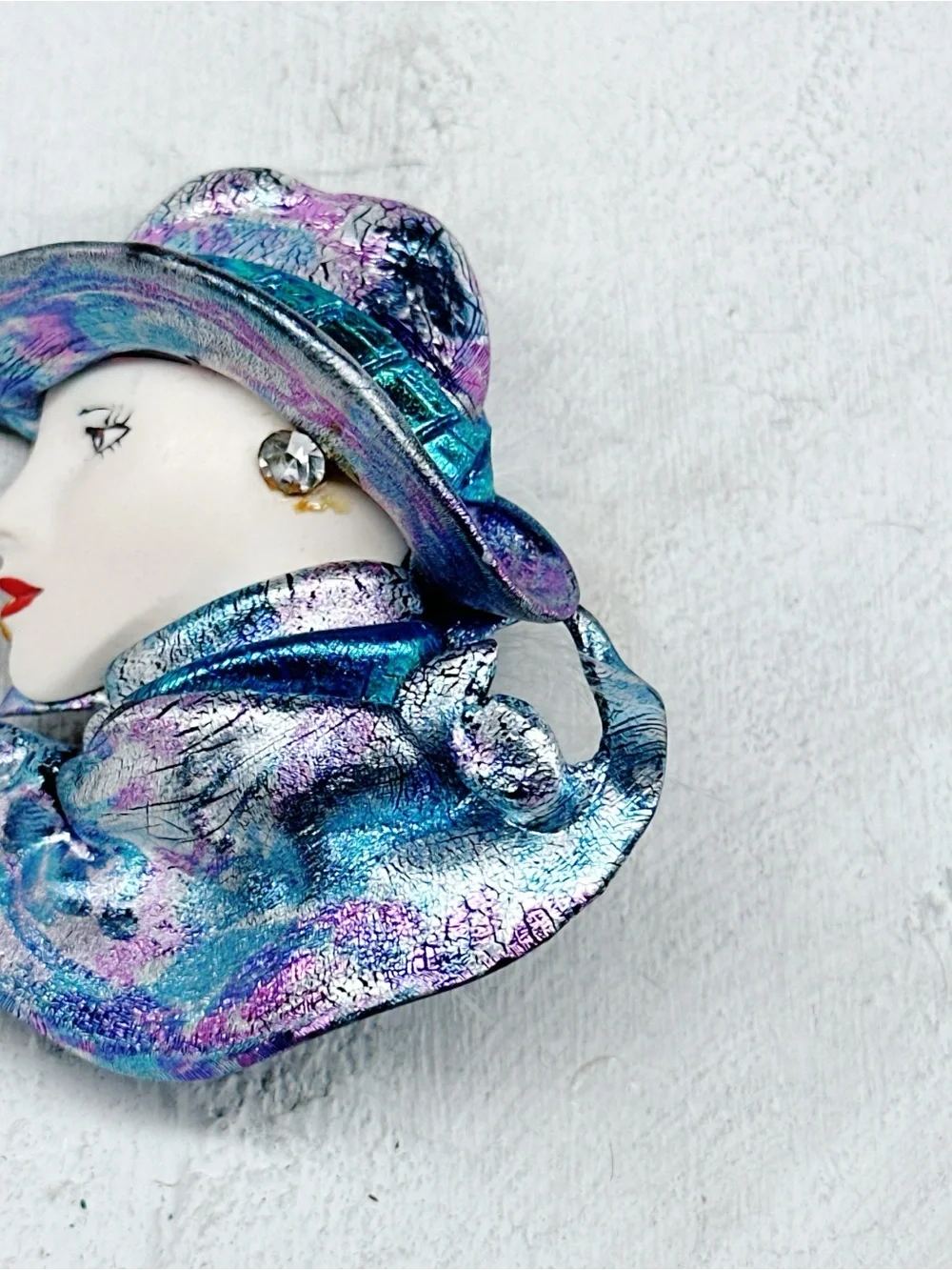 367u. Purple Ladyface Brooch